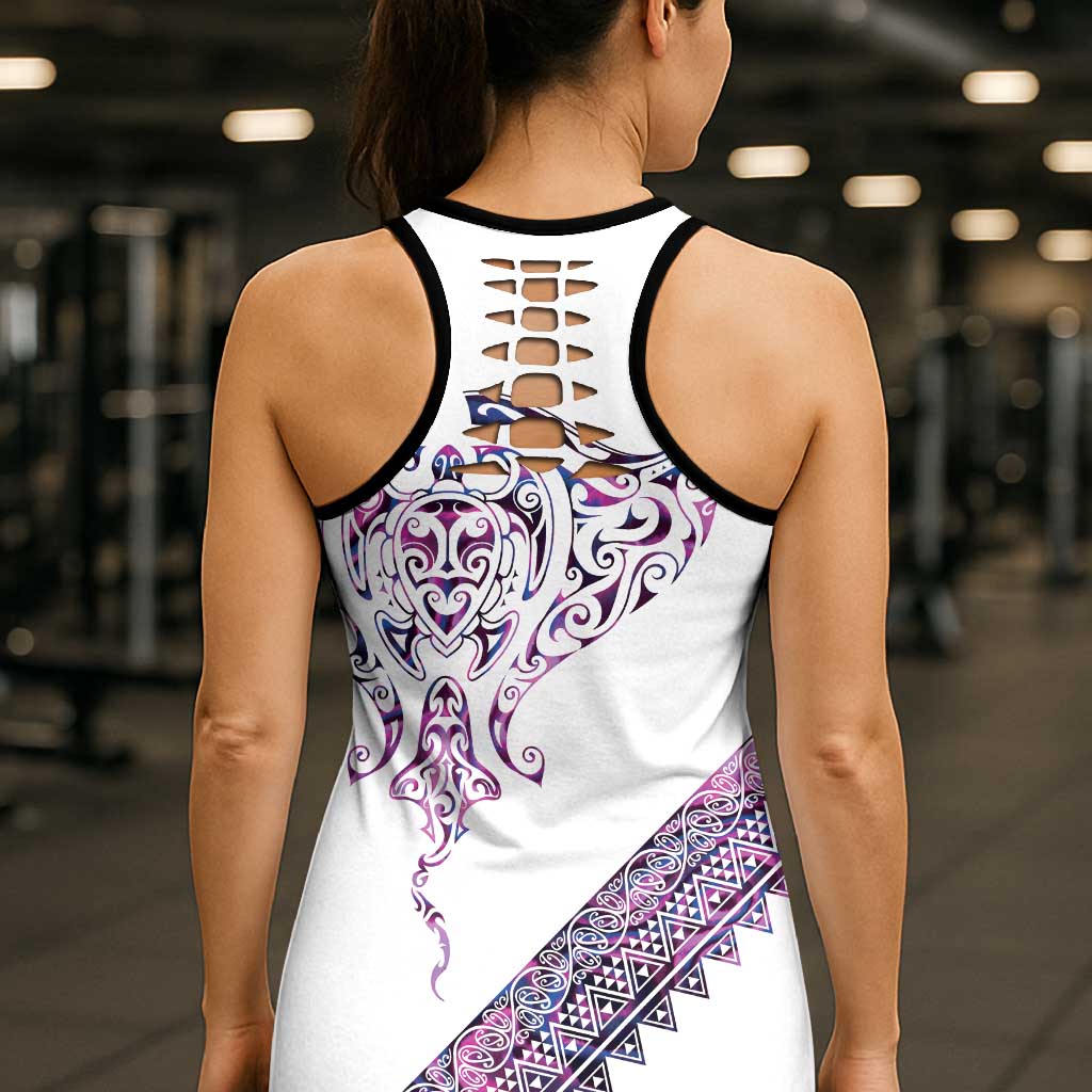 Mawhero Paua Shell Kowhaiwhai Taniko Personalised Hollow Tank Top Manta Ray Shark-Turtle Maori Tribal Style LT9 - Polynesian Pride