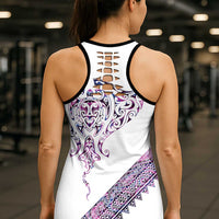 Mawhero Paua Shell Kowhaiwhai Taniko Personalised Hollow Tank Top Manta Ray Shark-Turtle Maori Tribal Style LT9 - Polynesian Pride