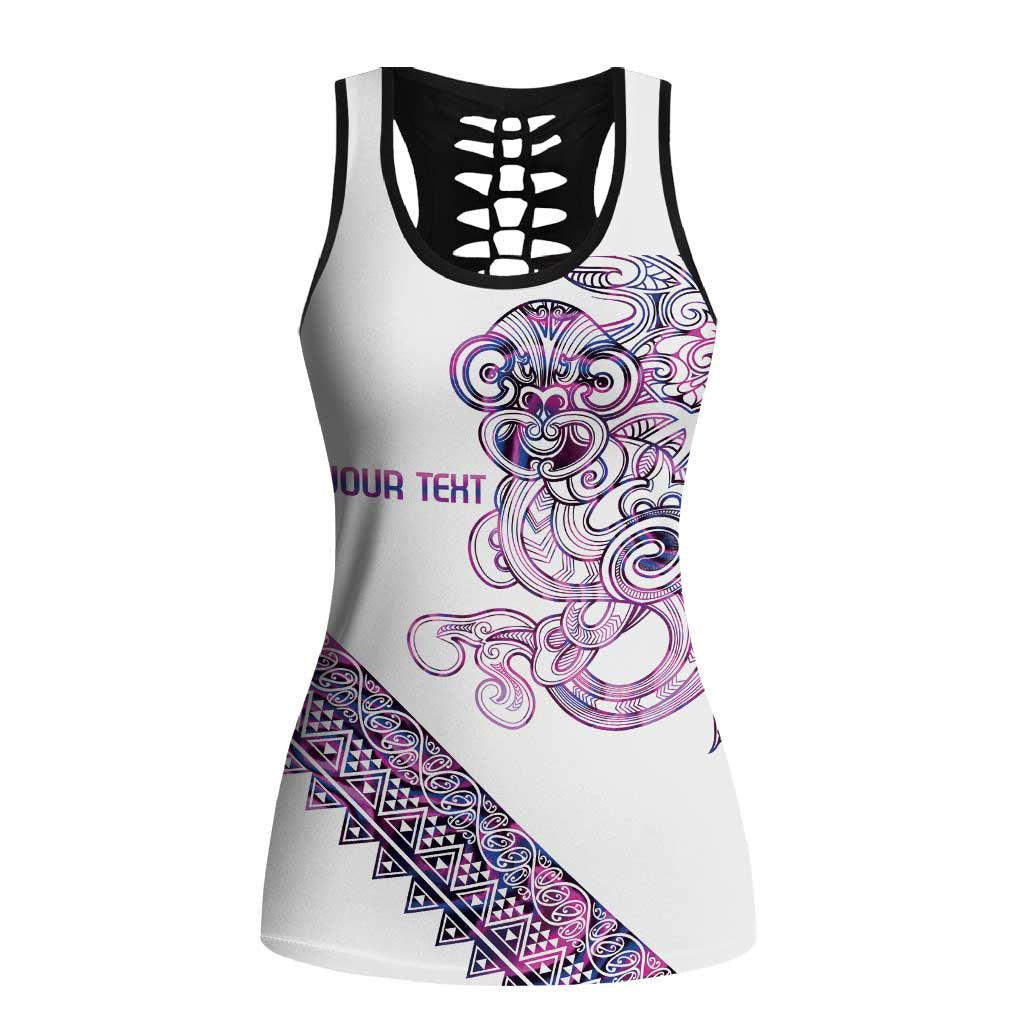 Mawhero Paua Shell Kowhaiwhai Taniko Personalised Hollow Tank Top Taniwha Maori Tribal Style LT9 Female Pink - Polynesian Pride