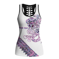Mawhero Paua Shell Kowhaiwhai Taniko Personalised Hollow Tank Top Taniwha Maori Tribal Style LT9 Female Pink - Polynesian Pride
