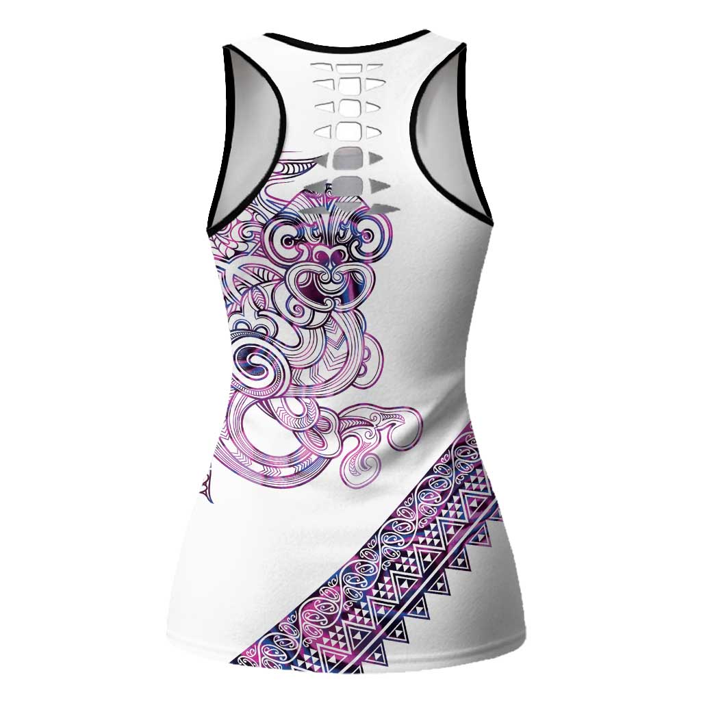 Mawhero Paua Shell Kowhaiwhai Taniko Personalised Hollow Tank Top Taniwha Maori Tribal Style LT9 - Polynesian Pride