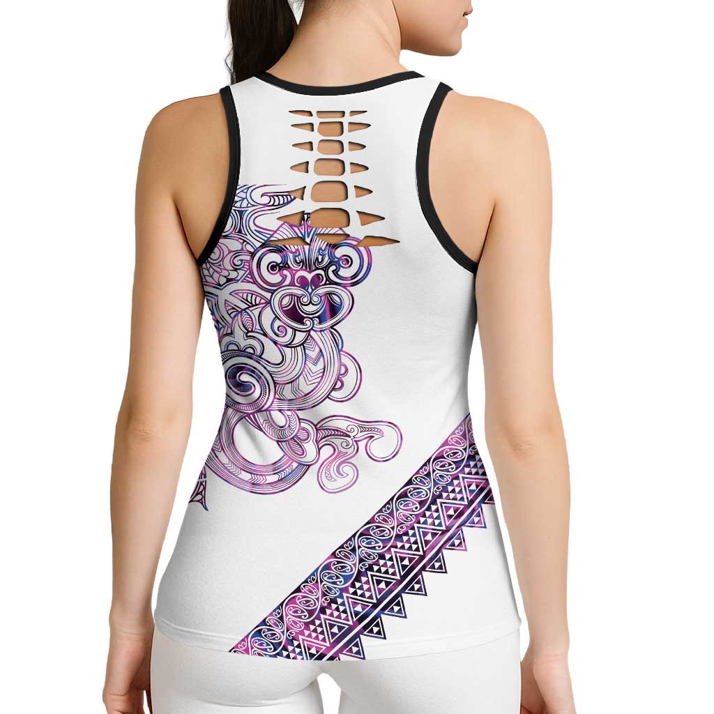 Mawhero Paua Shell Kowhaiwhai Taniko Personalised Hollow Tank Top Taniwha Maori Tribal Style LT9 - Polynesian Pride