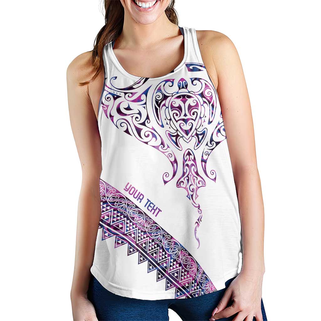 Mawhero Paua Shell Kowhaiwhai Taniko Personalised Women Racerback Tank Manta Ray Shark-Turtle Maori Tribal Style LT9 - Polynesian Pride