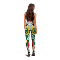 Melanesian Vanuatu Tribal Boar Tusk Leggings Tropical Plants and Namele Motifs LT03 - Polynesian Pride