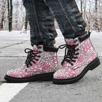 Mele Kalikimaka Hawaii Christmas All Season Boots Akala Seamless Floral Motif - Polynesian Pride