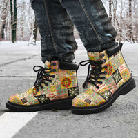 Mele Kalikimaka Hawaii Christmas All Season Boots Melemele Mama Seamless Floral Motif LT9 - Polynesian Pride