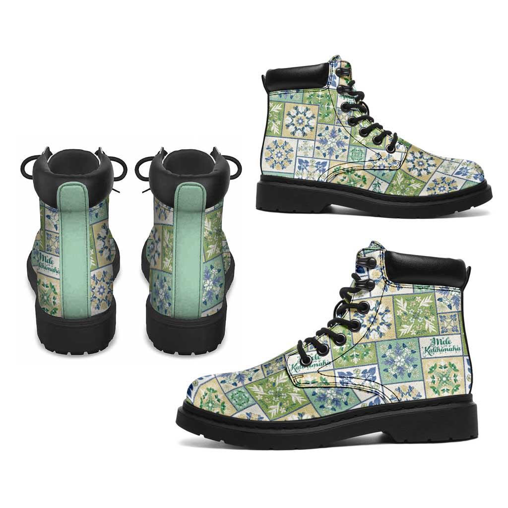 Mele Kalikimaka Hawaii Christmas All Season Boots Omaomao Seamless Floral Motif LT9 - Polynesian Pride