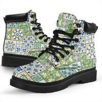 Mele Kalikimaka Hawaii Christmas All Season Boots Omaomao Seamless Floral Motif LT9 - Polynesian Pride