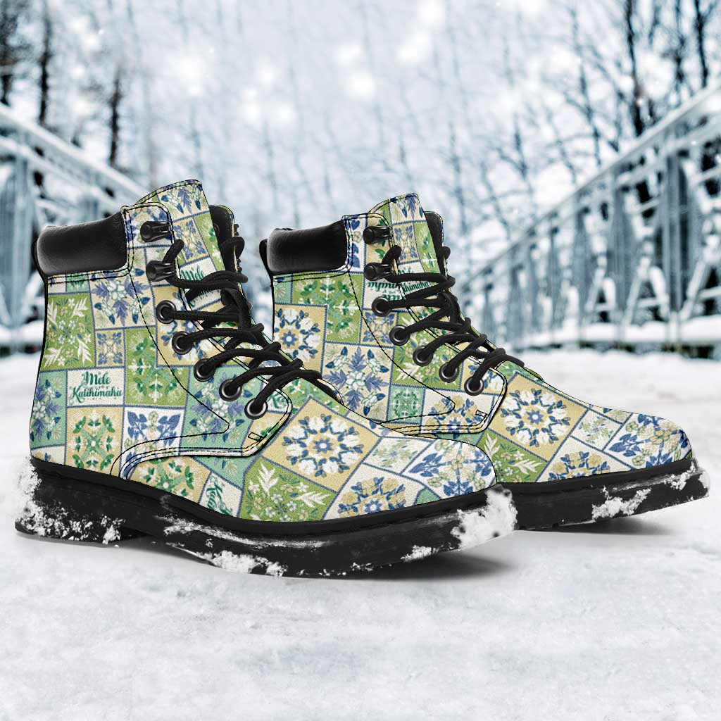Mele Kalikimaka Hawaii Christmas All Season Boots Omaomao Seamless Floral Motif LT9 - Polynesian Pride