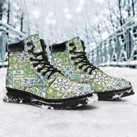 Mele Kalikimaka Hawaii Christmas All Season Boots Omaomao Seamless Floral Motif LT9 - Polynesian Pride