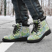 Mele Kalikimaka Hawaii Christmas All Season Boots Omaomao Seamless Floral Motif LT9 - Polynesian Pride