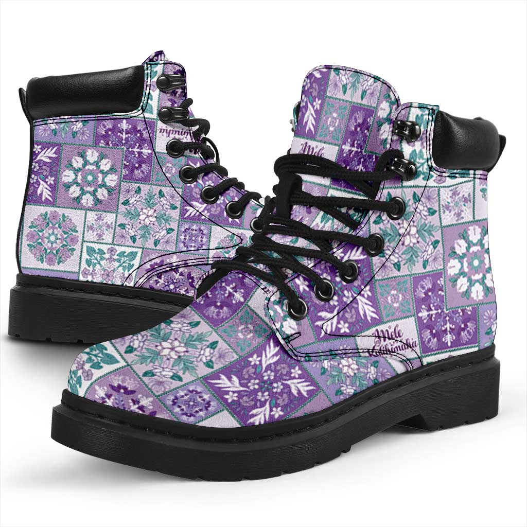 Mele Kalikimaka Hawaii Christmas All Season Boots Poni Seamless Floral Motif - Polynesian Pride