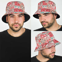 Mele Kalikimaka Hawaii Christmas Bucket Hat Ulaula Seamless Floral Motif - Polynesian Pride