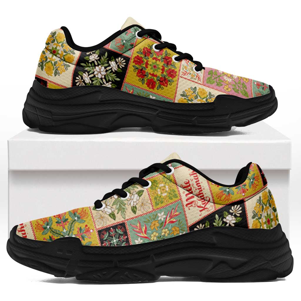 Mele Kalikimaka Hawaii Christmas Chunky Sneakers Melemele Mama Seamless Floral Motif LT9 Beige - Polynesian Pride