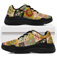 Mele Kalikimaka Hawaii Christmas Chunky Sneakers Melemele Mama Seamless Floral Motif LT9 Beige - Polynesian Pride