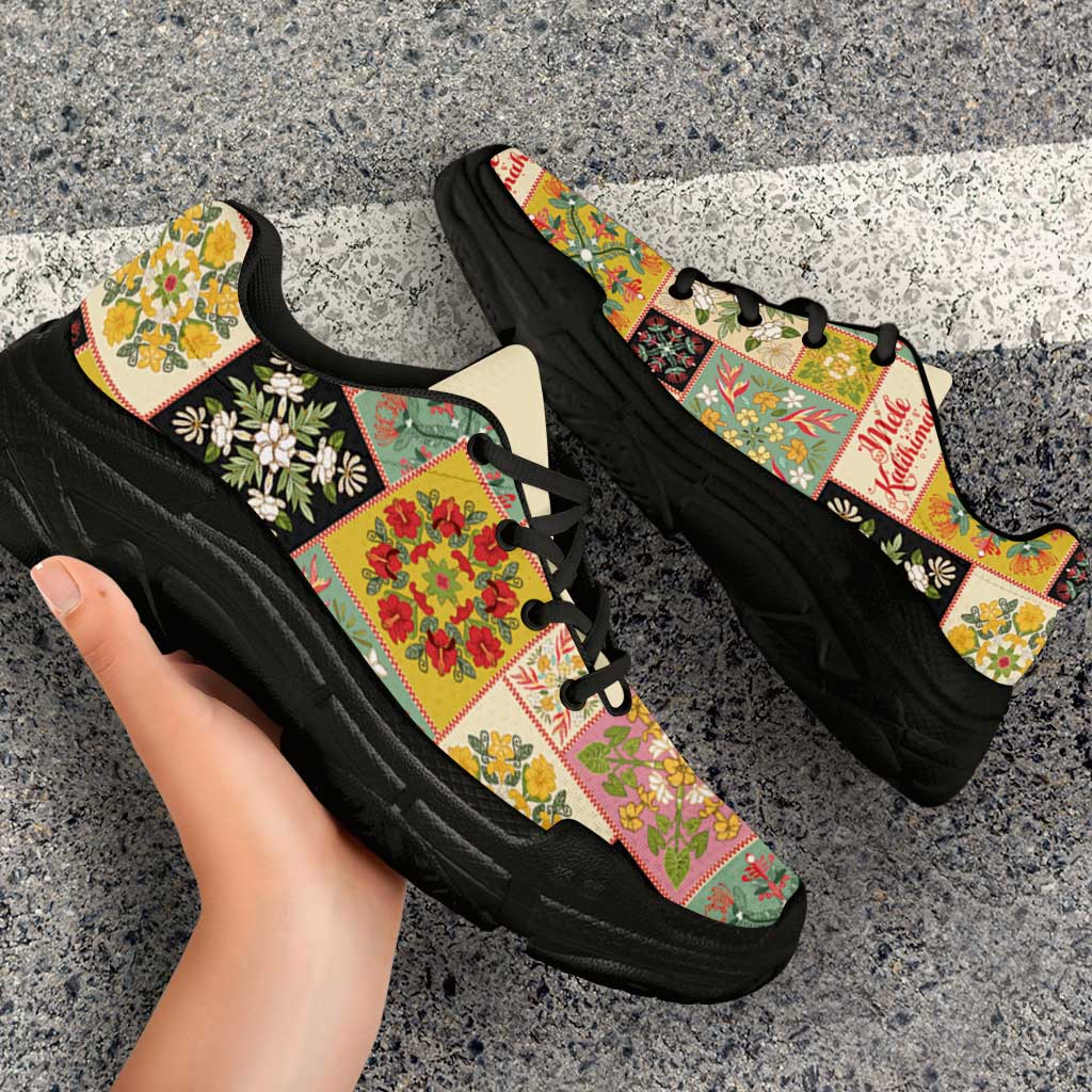 Mele Kalikimaka Hawaii Christmas Chunky Sneakers Melemele Mama Seamless Floral Motif LT9 - Polynesian Pride