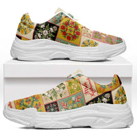 Mele Kalikimaka Hawaii Christmas Chunky Sneakers Melemele Mama Seamless Floral Motif LT9 Beige - Polynesian Pride