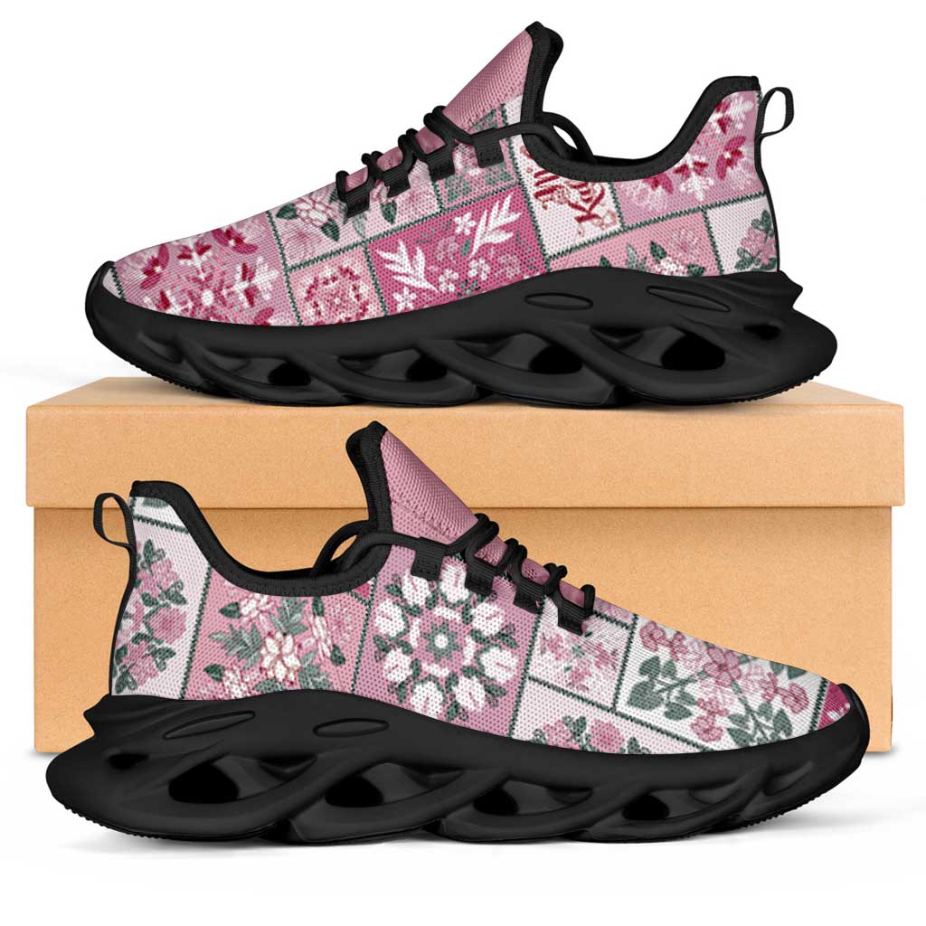 Mele Kalikimaka Hawaii Christmas Clunky Sneakers Akala Seamless Floral Motif - Polynesian Pride
