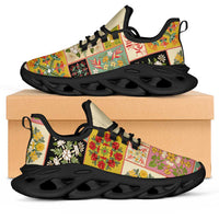 Mele Kalikimaka Hawaii Christmas Clunky Sneakers Melemele Mama Seamless Floral Motif LT9 Beige - Polynesian Pride