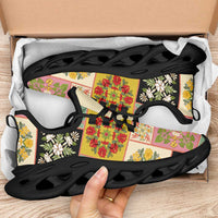Mele Kalikimaka Hawaii Christmas Clunky Sneakers Melemele Mama Seamless Floral Motif LT9 - Polynesian Pride