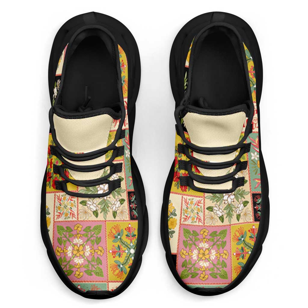 Mele Kalikimaka Hawaii Christmas Clunky Sneakers Melemele Mama Seamless Floral Motif LT9 - Polynesian Pride