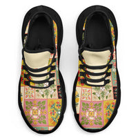 Mele Kalikimaka Hawaii Christmas Clunky Sneakers Melemele Mama Seamless Floral Motif LT9 - Polynesian Pride