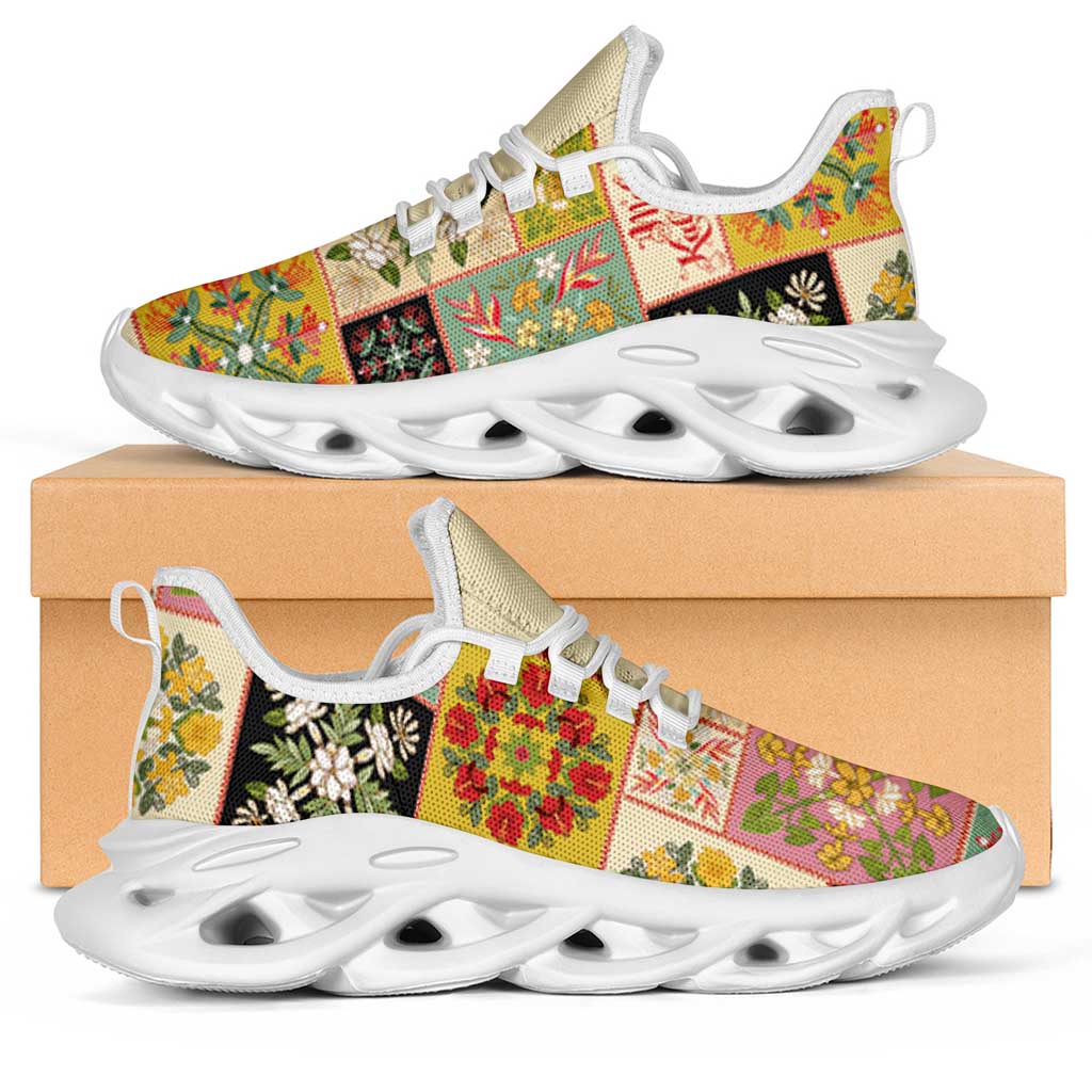 Mele Kalikimaka Hawaii Christmas Clunky Sneakers Melemele Mama Seamless Floral Motif LT9 Beige - Polynesian Pride