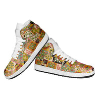 Mele Kalikimaka Hawaii Christmas High Sneakers AJ1 Melemele Mama Seamless Floral Motif LT9 - Polynesian Pride