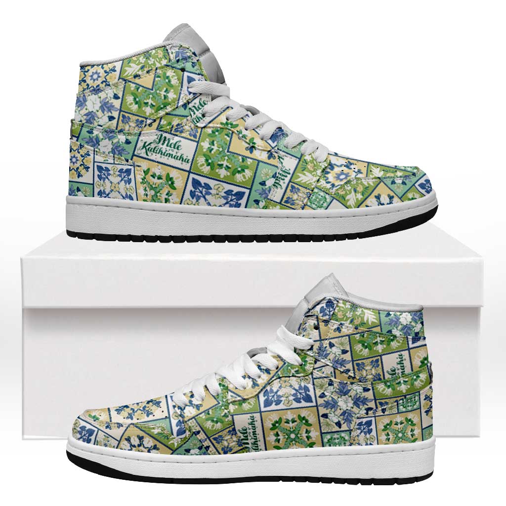 Mele Kalikimaka Hawaii Christmas High Sneakers AJ1 Omaomao Seamless Floral Motif LT9