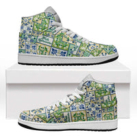 Mele Kalikimaka Hawaii Christmas High Sneakers AJ1 Omaomao Seamless Floral Motif LT9 Green - Polynesian Pride