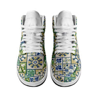 Mele Kalikimaka Hawaii Christmas High Sneakers AJ1 Omaomao Seamless Floral Motif LT9 - Polynesian Pride