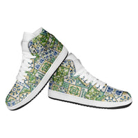 Mele Kalikimaka Hawaii Christmas High Sneakers AJ1 Omaomao Seamless Floral Motif LT9 - Polynesian Pride