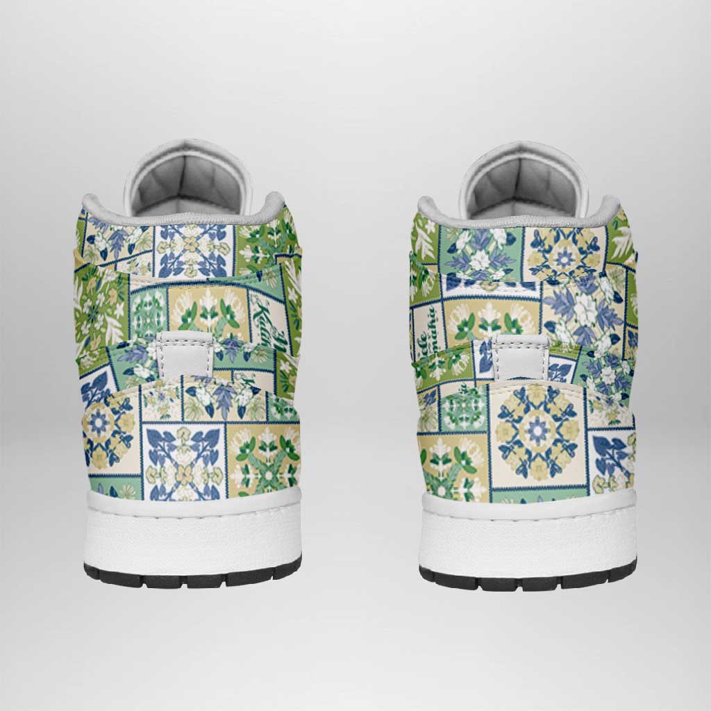 Mele Kalikimaka Hawaii Christmas High Sneakers AJ1 Omaomao Seamless Floral Motif LT9 - Polynesian Pride