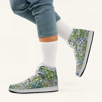 Mele Kalikimaka Hawaii Christmas High Sneakers AJ1 Omaomao Seamless Floral Motif LT9 - Polynesian Pride