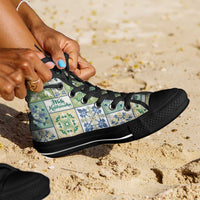 Mele Kalikimaka Hawaii Christmas High Top Shoes Omaomao Seamless Floral Motif LT9 - Polynesian Pride
