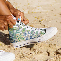 Mele Kalikimaka Hawaii Christmas High Top Shoes Omaomao Seamless Floral Motif LT9 - Polynesian Pride
