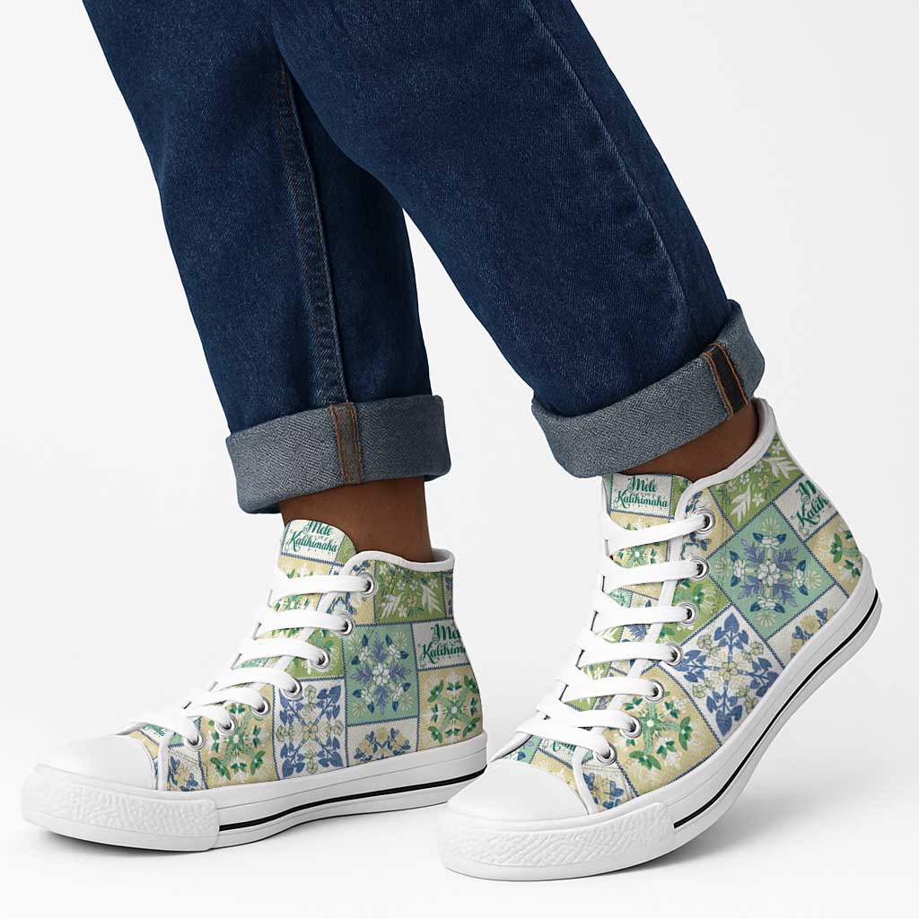 Mele Kalikimaka Hawaii Christmas High Top Shoes Omaomao Seamless Floral Motif LT9 - Polynesian Pride
