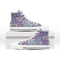 Mele Kalikimaka Hawaii Christmas High Top Shoes Poni Seamless Floral Motif LT9 - Polynesian Pride