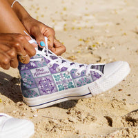 Mele Kalikimaka Hawaii Christmas High Top Shoes Poni Seamless Floral Motif LT9 - Polynesian Pride