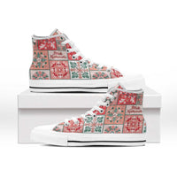 Mele Kalikimaka Hawaii Christmas High Top Shoes Ulaula Seamless Floral Motif LT9 - Polynesian Pride