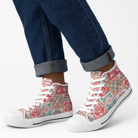 Mele Kalikimaka Hawaii Christmas High Top Shoes Ulaula Seamless Floral Motif LT9 - Polynesian Pride