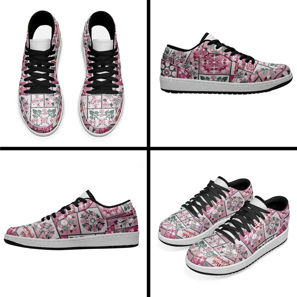 Mele Kalikimaka Hawaii Christmas Low Sneakers Akala Seamless Floral Motif LT9