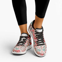 Mele Kalikimaka Hawaii Christmas Low Sneakers Ulaula Seamless Floral Motif LT9