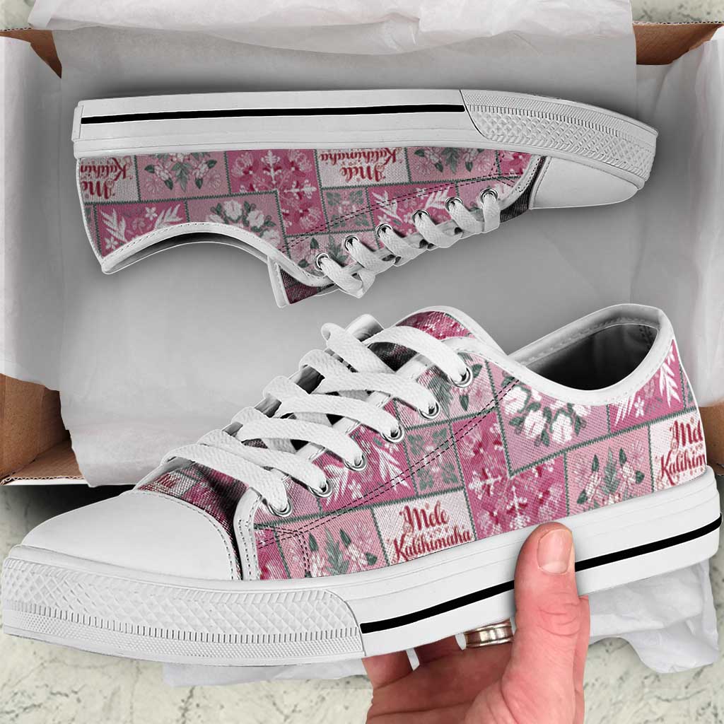 Mele Kalikimaka Hawaii Christmas Low Top Shoes Akala Seamless Floral Motif - Polynesian Pride