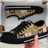 Mele Kalikimaka Hawaii Christmas Low Top Shoes Melemele Mama Seamless Floral Motif LT9 Beige - Polynesian Pride