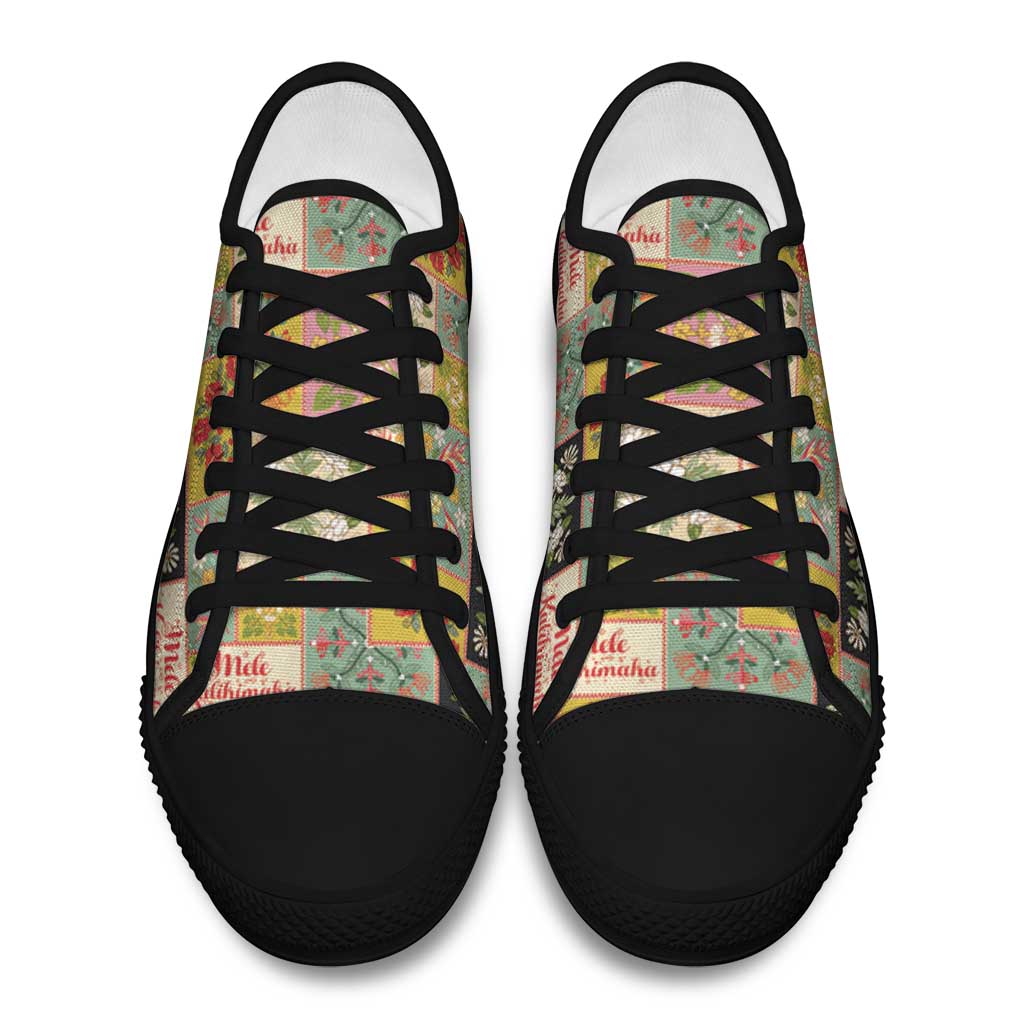 Mele Kalikimaka Hawaii Christmas Low Top Shoes Melemele Mama Seamless Floral Motif LT9 - Polynesian Pride
