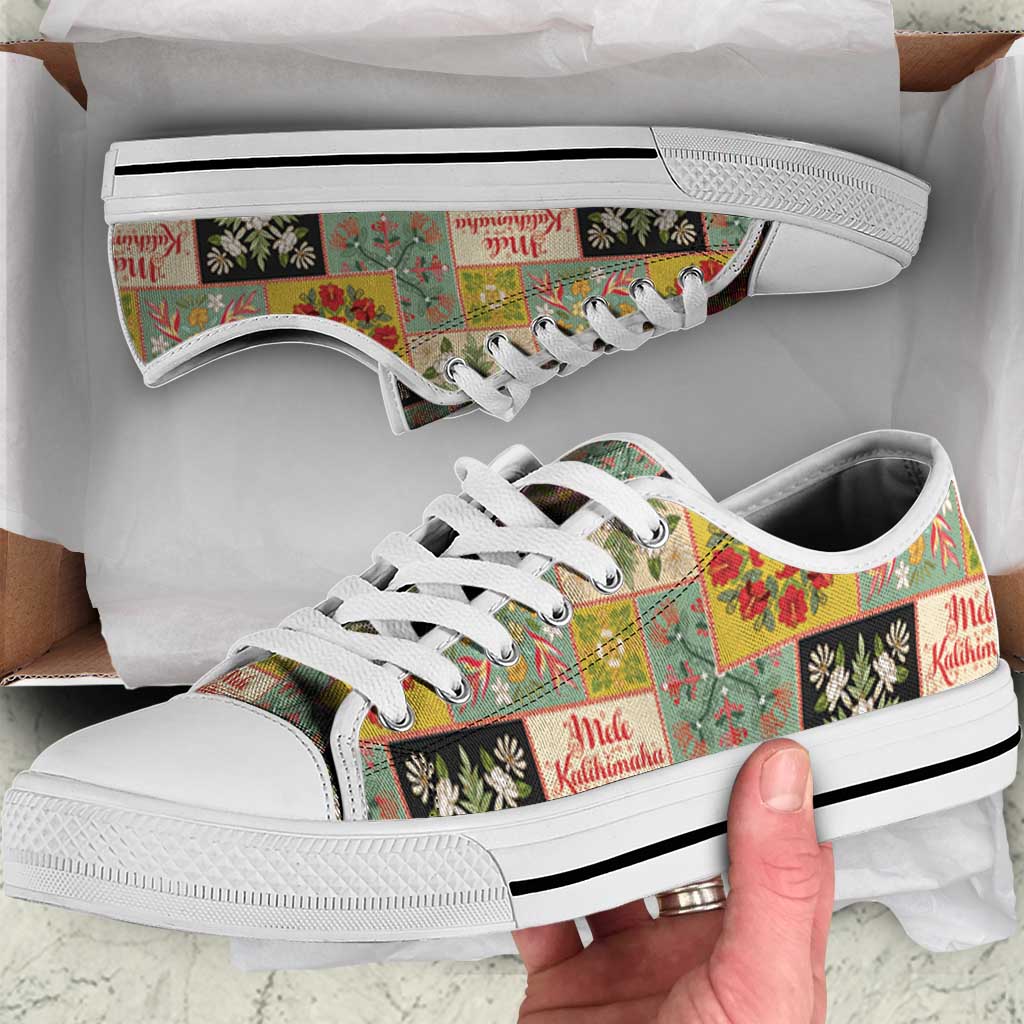 Mele Kalikimaka Hawaii Christmas Low Top Shoes Melemele Mama Seamless Floral Motif LT9 Beige - Polynesian Pride