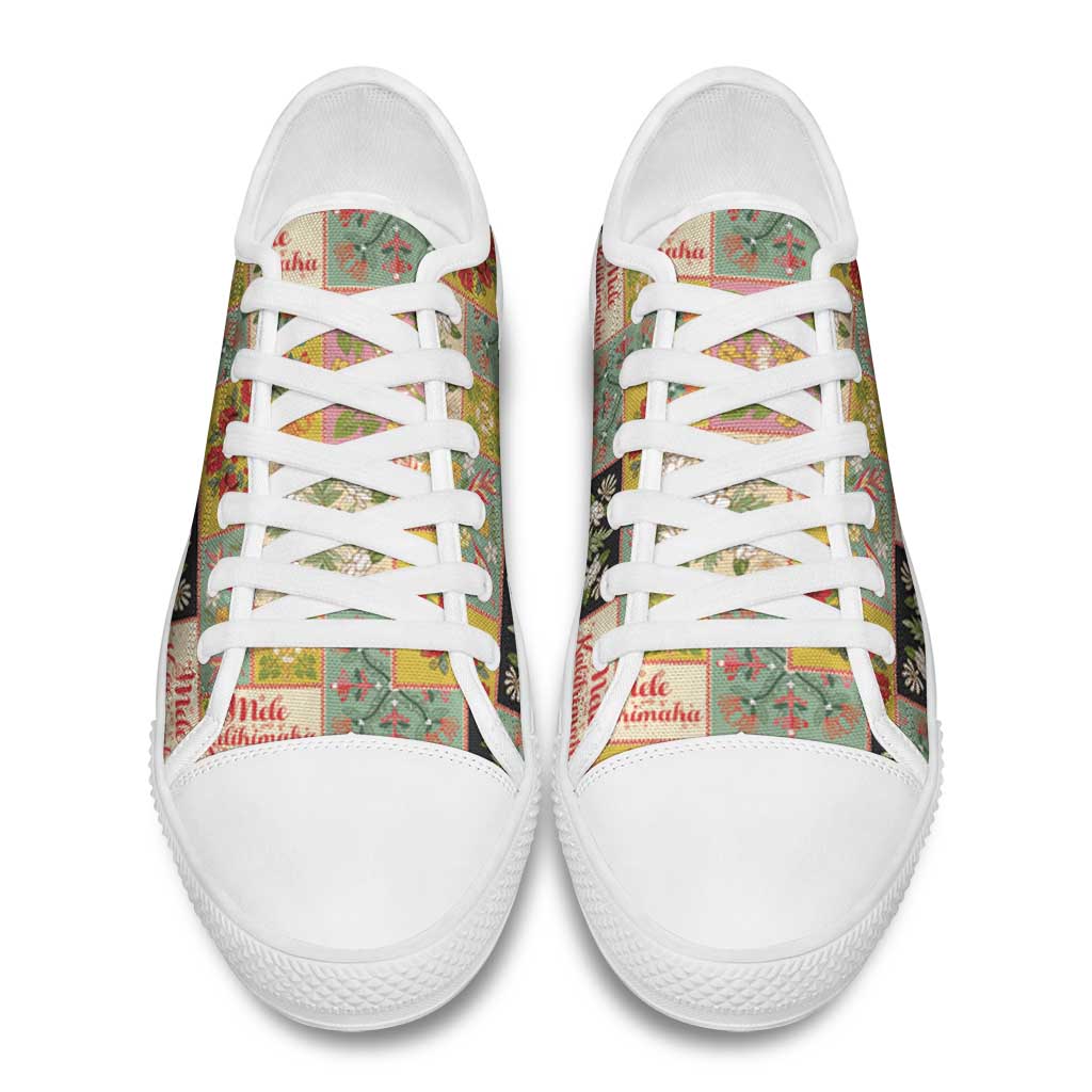 Mele Kalikimaka Hawaii Christmas Low Top Shoes Melemele Mama Seamless Floral Motif LT9 - Polynesian Pride