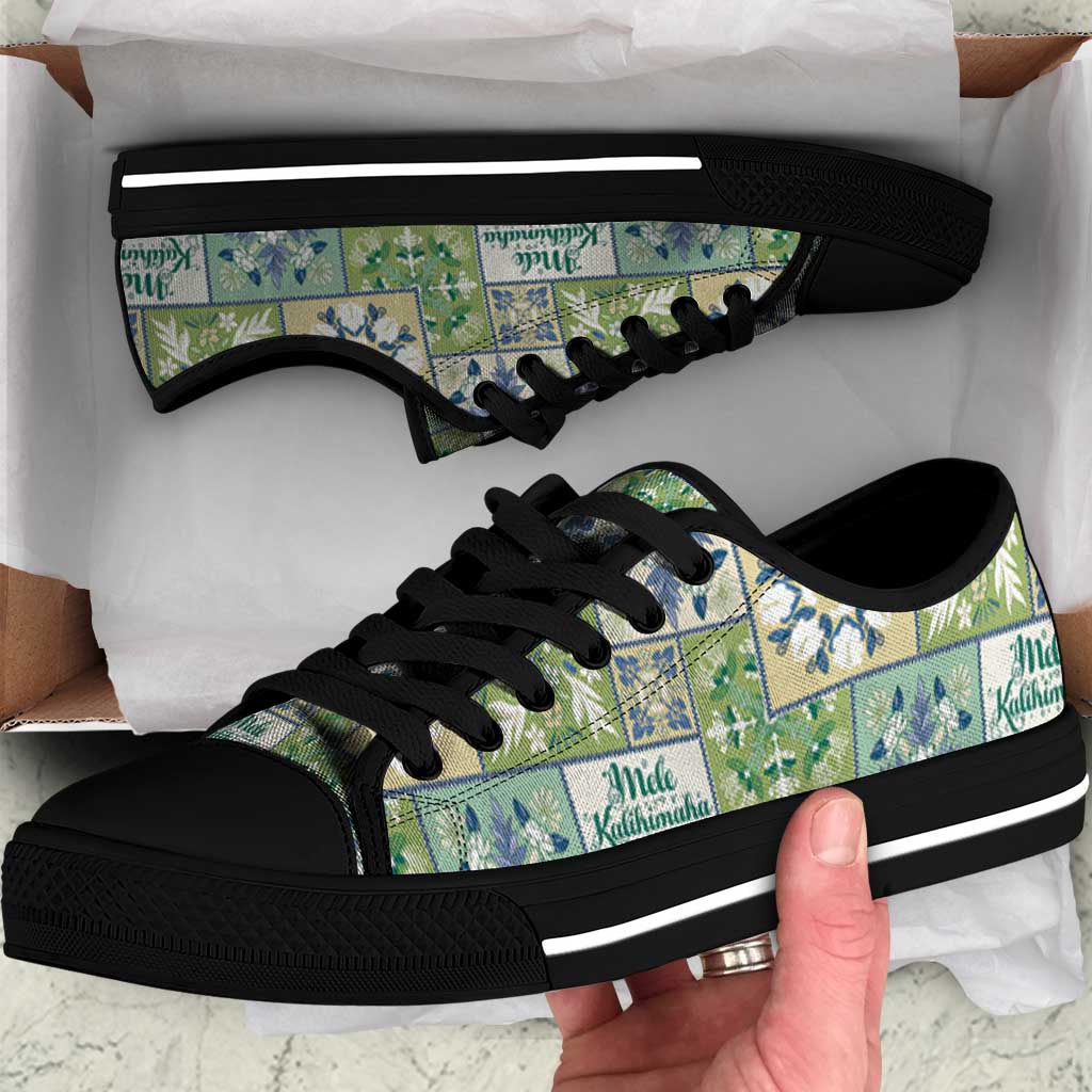 Mele Kalikimaka Hawaii Christmas Low Top Shoes Omaomao Seamless Floral Motif LT9 Green - Polynesian Pride