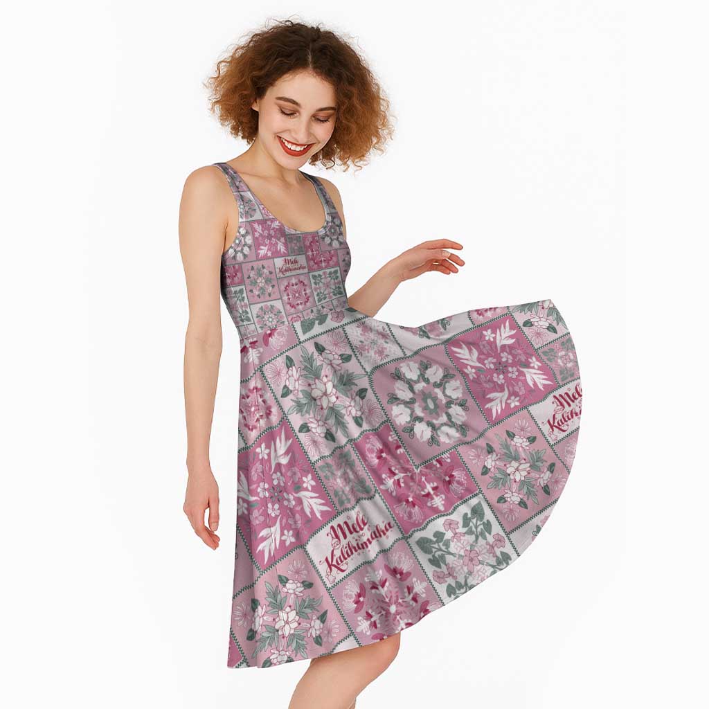 Mele Kalikimaka Hawaii Christmas Midi Dress Akala Seamless Floral Motif - Polynesian Pride
